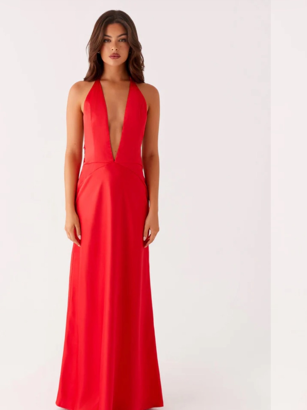 Peppermayo red Plunge Halter Maxi Dress